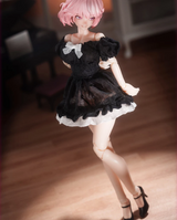 Snail Shell 1/12 Silk Puff-Sleeved Dress Black Version